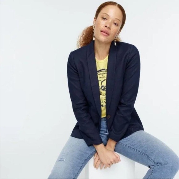J. Crew Jackets & Blazers - J. Crew Parke Blazer in Stretch Linen Navy Blue 10